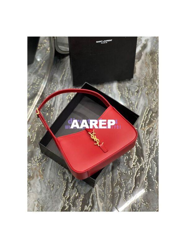 Replica YSL Saint Laurent Le 5 à 7 hobo bag in Red calfskin Smooth leather 5