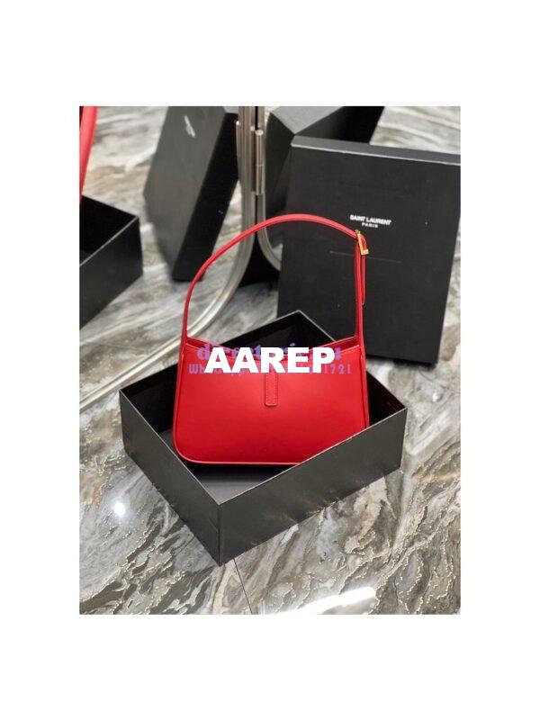 Replica YSL Saint Laurent Le 5 à 7 hobo bag in Red calfskin Smooth leather 6