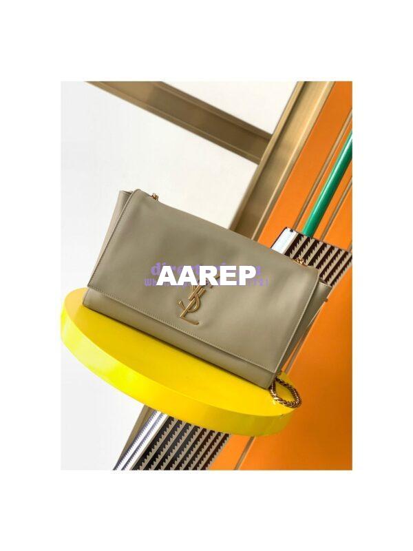 Replica YSL Saint Laurent Kate Medium Reversible In Suede And Smooth Leather 553804 Grey Khaki 5
