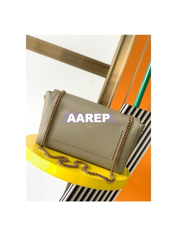 Replica YSL Saint Laurent Kate Medium Reversible In Suede And Smooth Leather 553804 Grey Khaki 11
