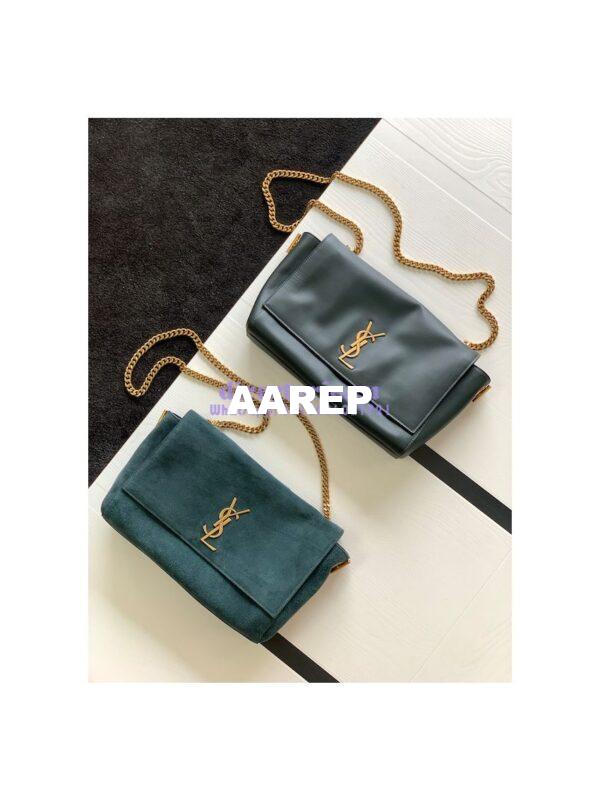 Replica YSL Saint Laurent Kate Medium Reversible In Suede And Smooth Leather 553804 Green 3