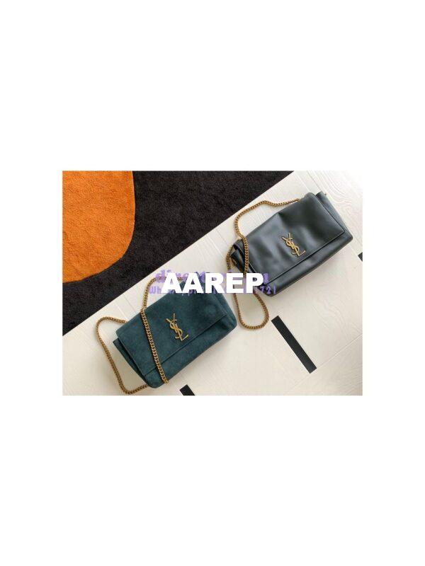 Replica YSL Saint Laurent Kate Medium Reversible In Suede And Smooth Leather 553804 Green 4