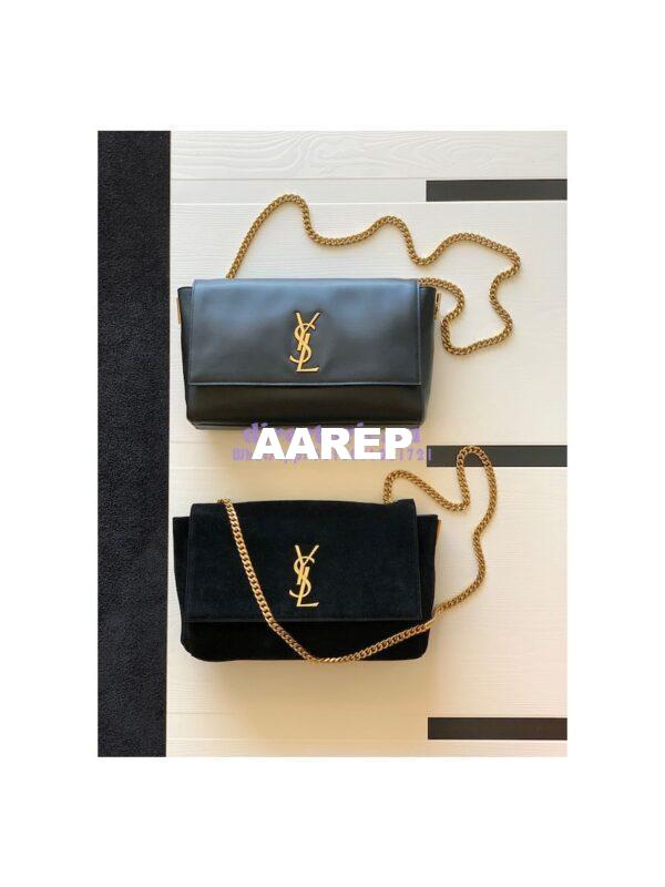 Replica YSL Saint Laurent Kate Medium Reversible In Suede And Smooth Leather 553804 Black 4