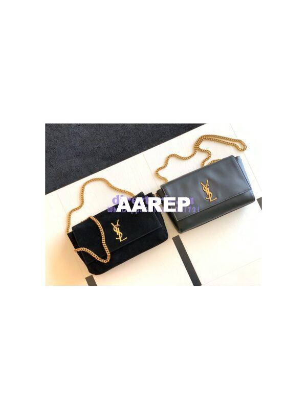Replica YSL Saint Laurent Kate Medium Reversible In Suede And Smooth Leather 553804 Black 5