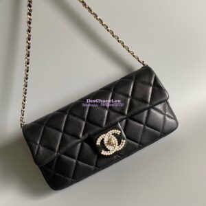 Replica Chanel 23P Lambskin Clutch with Chain AS3791 Black (Limited Edition) 2