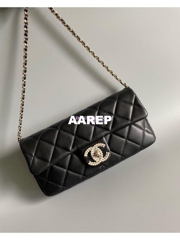 Replica Chanel 23P Lambskin Clutch with Chain AS3791 Black (Limited Edition) 4
