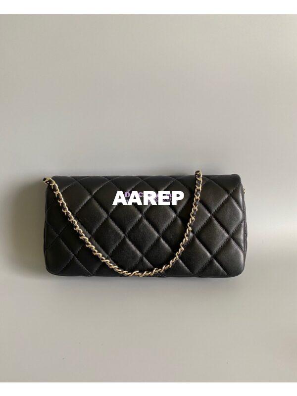 Replica Chanel 23P Lambskin Clutch with Chain AS3791 Black (Limited Edition) 11