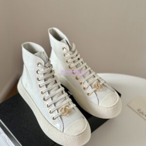 Replica Chanel 2024 SS High-Top Sneaker Calfskin G45561 White 2
