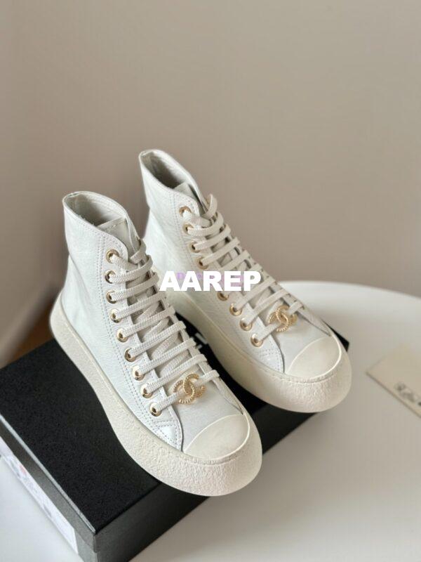 Replica Chanel 2024 SS High-Top Sneaker Calfskin G45561 White 4
