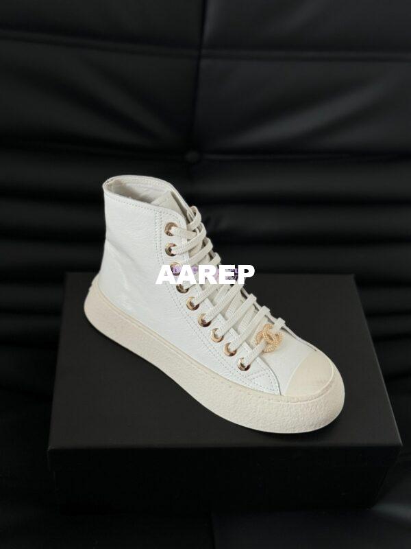 Replica Chanel 2024 SS High-Top Sneaker Calfskin G45561 White 5