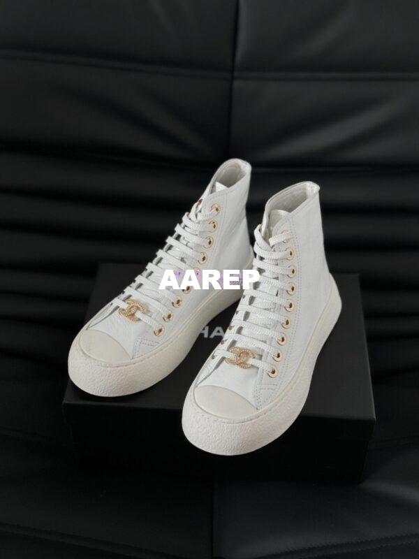 Replica Chanel 2024 SS High-Top Sneaker Calfskin G45561 White 6