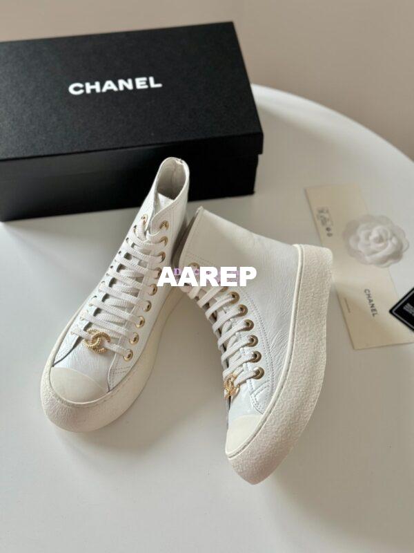 Replica Chanel 2024 SS High-Top Sneaker Calfskin G45561 White 8