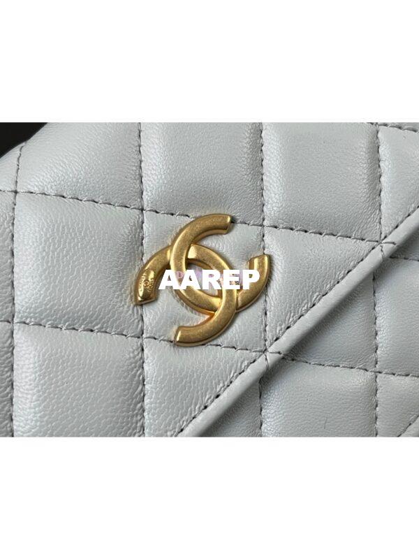 Replica Chanel 23P Flap Phone Holder With Chain Camellia Crush AP3298 Lambskin Cloud Blue 5