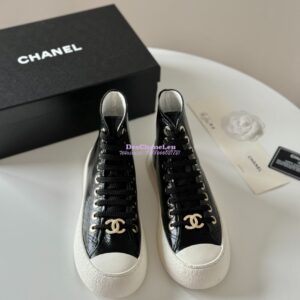 Replica Chanel 2024 SS High-Top Sneaker Calfskin G45561 Black 2