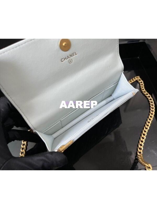 Replica Chanel 23P Flap Phone Holder With Chain Camellia Crush AP3298 Lambskin Cloud Blue 7