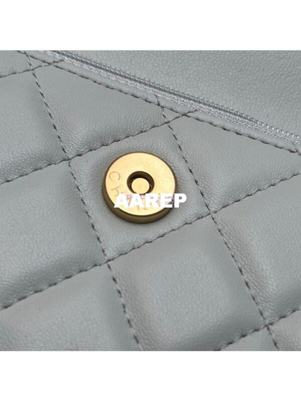 Replica Chanel 23P Flap Phone Holder With Chain Camellia Crush AP3298 Lambskin Cloud Blue 9