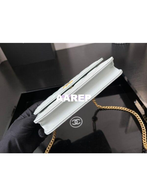 Replica Chanel 23P Flap Phone Holder With Chain Camellia Crush AP3298 Lambskin Cloud Blue 11