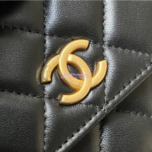 Replica Chanel 23P Flap Phone Holder With Chain Camellia Crush AP3298 Lambskin Black 2