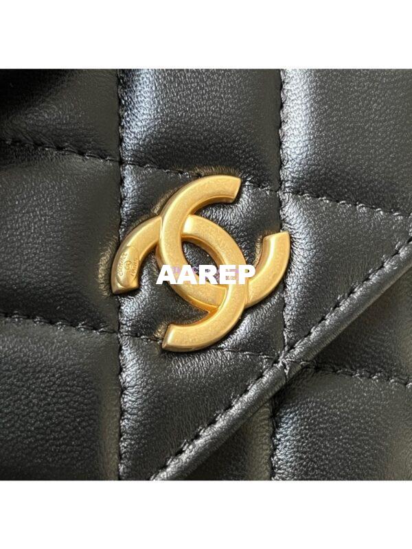 Replica Chanel 23P Flap Phone Holder With Chain Camellia Crush AP3298 Lambskin Black 4