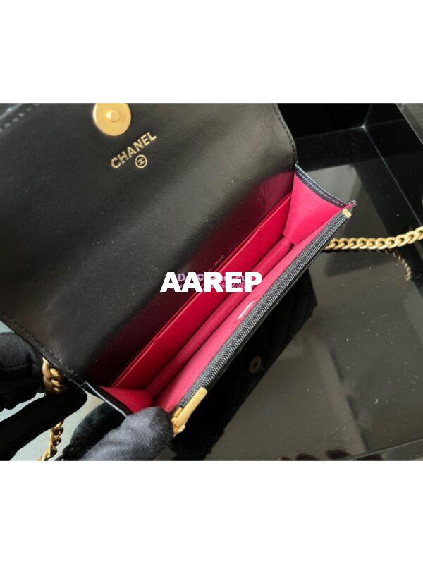 Replica Chanel 23P Flap Phone Holder With Chain Camellia Crush AP3298 Lambskin Black 6