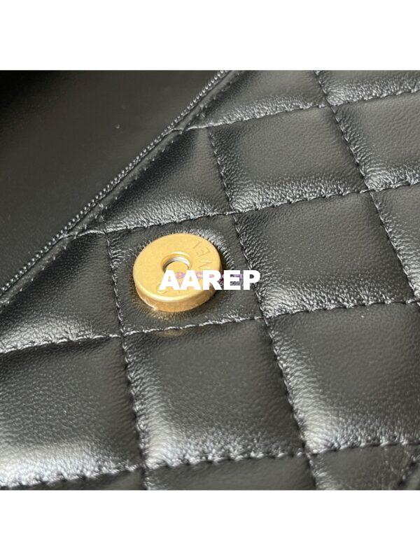 Replica Chanel 23P Flap Phone Holder With Chain Camellia Crush AP3298 Lambskin Black 8