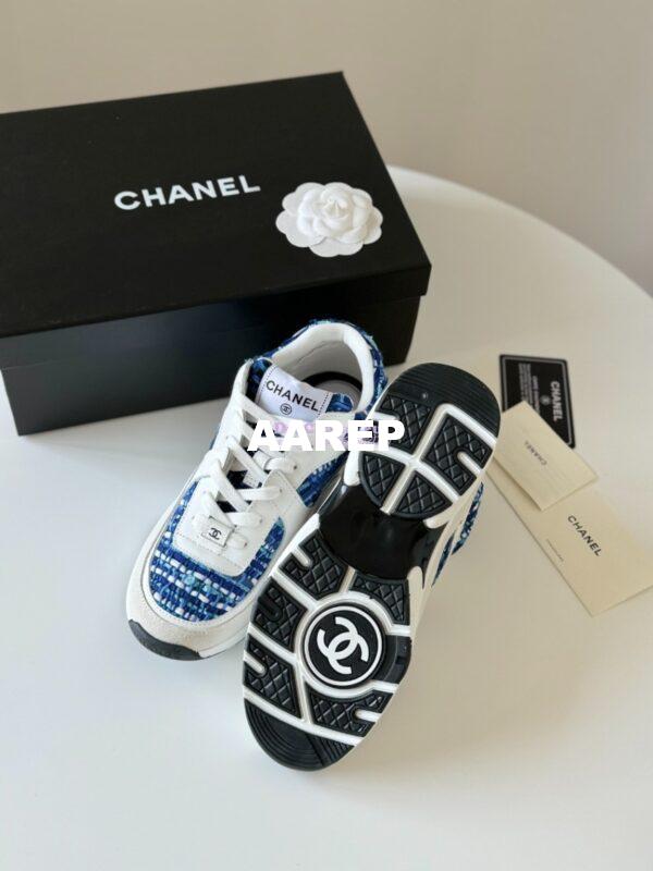 Replica Chanel Sneakers Tweed, Suede Calfskin & Calfskin Dark Blue, Black, Gray & White G38299 10