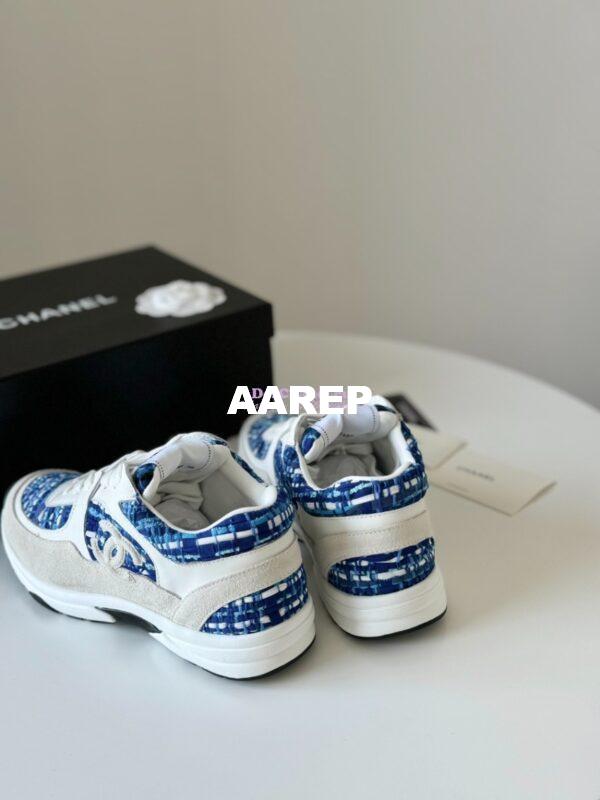 Replica Chanel Sneakers Tweed, Suede Calfskin & Calfskin Dark Blue, Black, Gray & White G38299 11