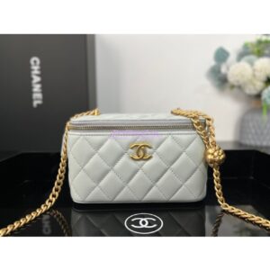 Replica Chanel 23C Clutch With Chain in Lambskin Camellia Crush Charm AP3301 Cloud Blue