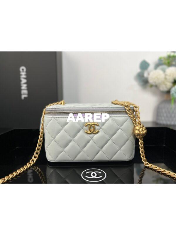 Replica Chanel 23C Clutch With Chain in Lambskin Camellia Crush Charm AP3301 Cloud Blue 3