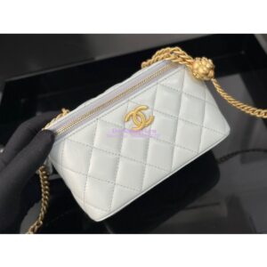 Replica Chanel 23C Clutch With Chain in Lambskin Camellia Crush Charm AP3301 Cloud Blue 2