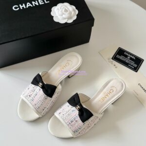 Replica Chanel 2024 SS Lambskin Multicolor Tweed & Grossgrain Mules 40mm G45691 2