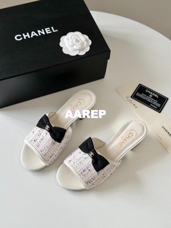 Replica Chanel 2024 SS Lambskin Multicolor Tweed & Grossgrain Mules 40mm G45691 4