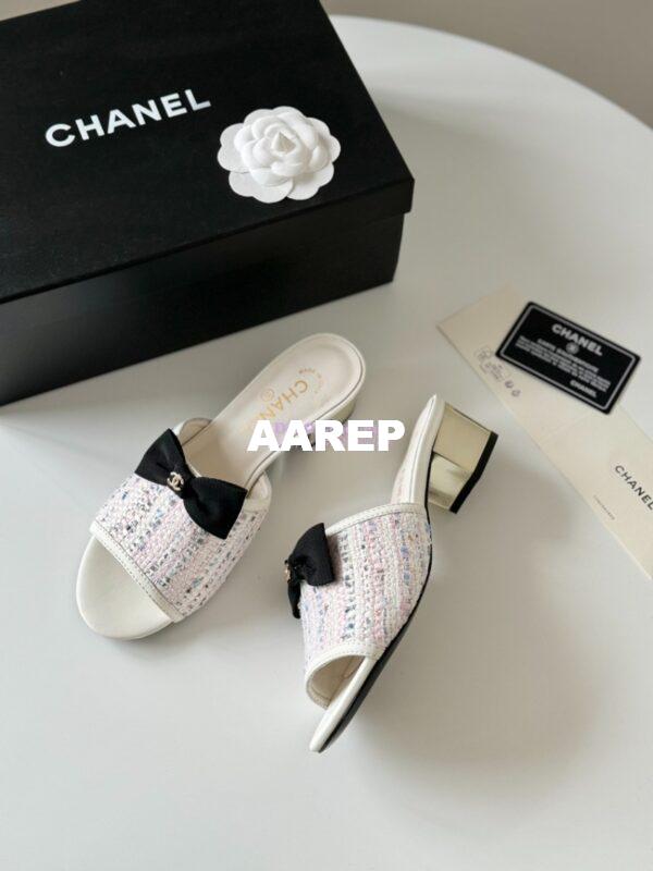 Replica Chanel 2024 SS Lambskin Multicolor Tweed & Grossgrain Mules 40mm G45691 5