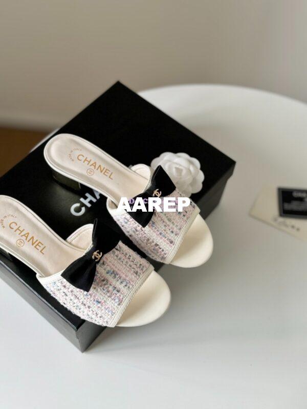 Replica Chanel 2024 SS Lambskin Multicolor Tweed & Grossgrain Mules 40mm G45691 7