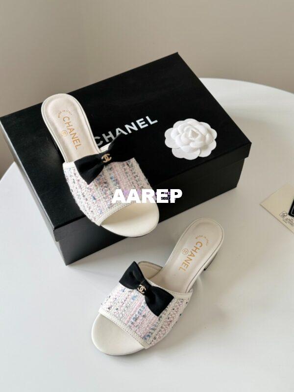 Replica Chanel 2024 SS Lambskin Multicolor Tweed & Grossgrain Mules 40mm G45691 8