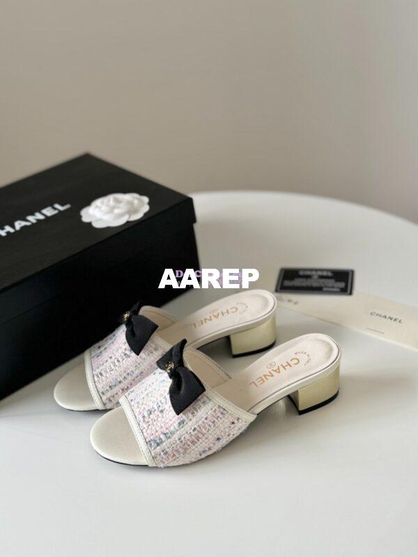 Replica Chanel 2024 SS Lambskin Multicolor Tweed & Grossgrain Mules 40mm G45691 9