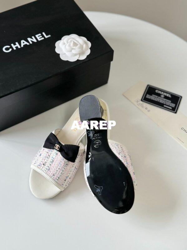 Replica Chanel 2024 SS Lambskin Multicolor Tweed & Grossgrain Mules 40mm G45691 11