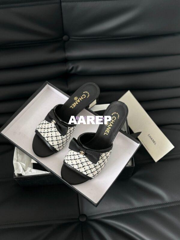 Replica Chanel 2024 SS Lambskin Multicolor Tweed & Grossgrain Mules 40mm G45691 12