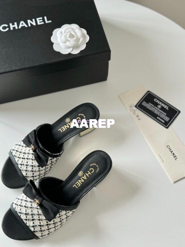 Replica Chanel 2024 SS Lambskin Multicolor Tweed & Grossgrain Mules 40mm G45691 15