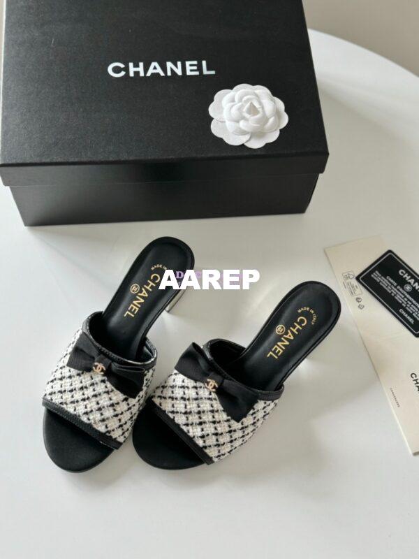 Replica Chanel 2024 SS Lambskin Multicolor Tweed & Grossgrain Mules 40mm G45691 16