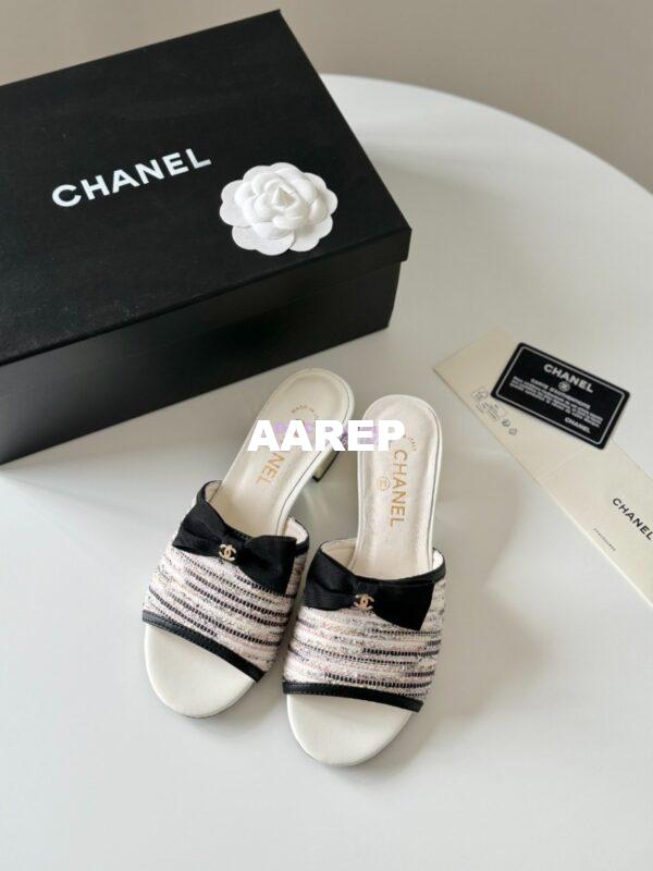 Replica Chanel 2024 SS Lambskin Multicolor Tweed & Grossgrain Mules 40mm G45691 20