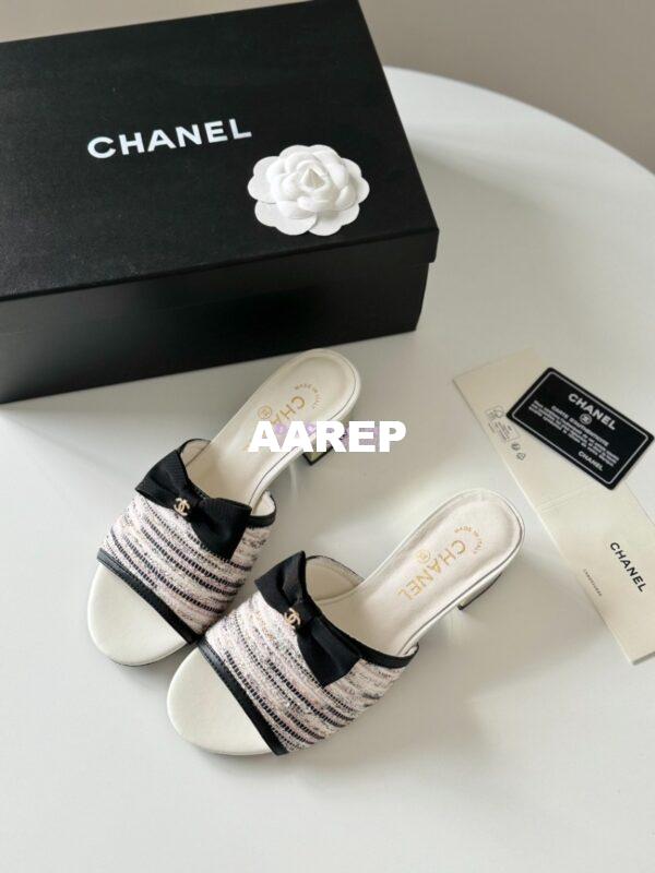 Replica Chanel 2024 SS Lambskin Multicolor Tweed & Grossgrain Mules 40mm G45691 21