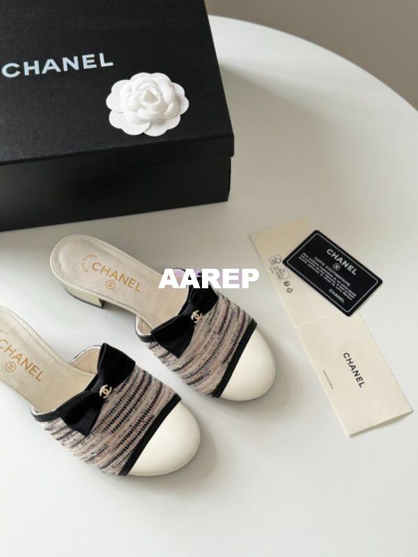 Replica Chanel 2024 SS Lambskin Multicolor Tweed & Grossgrain Mules 40mm G45691 22