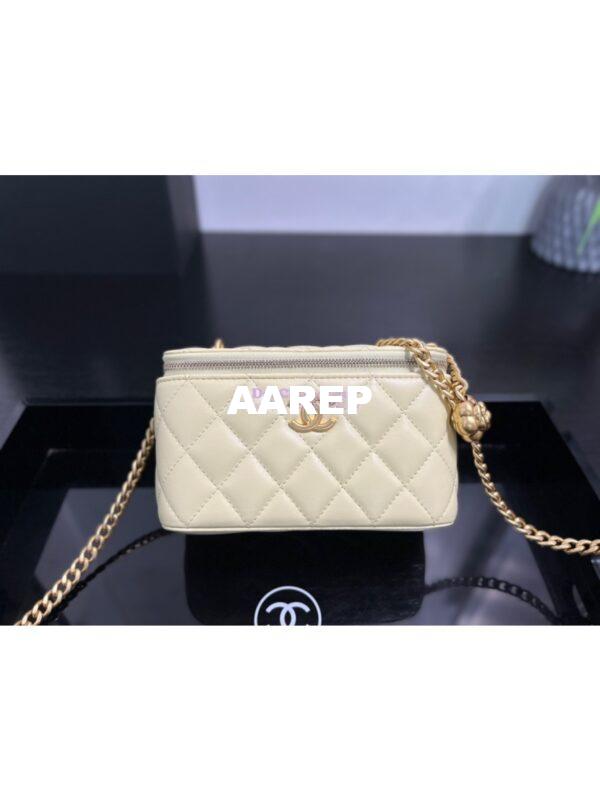 Replica Chanel 23C Clutch With Chain in Lambskin Camellia Crush Charm AP3301 Light Yellow 3