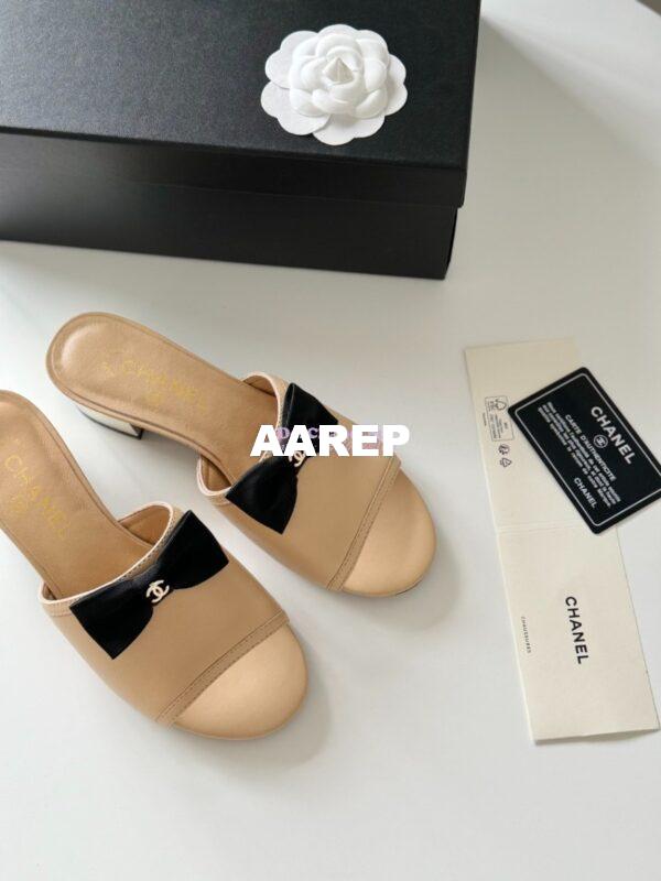 Replica Chanel 2024 SS Lambskin & Grossgrain Mules 40mm G45691 Beige 6