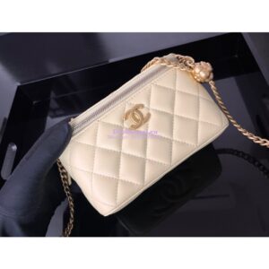 Replica Chanel 23C Clutch With Chain in Lambskin Camellia Crush Charm AP3301 Light Yellow 2