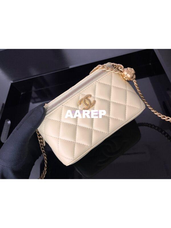 Replica Chanel 23C Clutch With Chain in Lambskin Camellia Crush Charm AP3301 Light Yellow 4