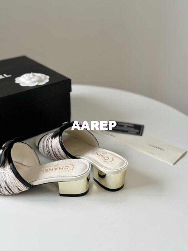 Replica Chanel 2024 SS Lambskin Multicolor Tweed & Grossgrain Mules 40mm G45691 25