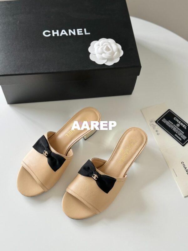 Replica Chanel 2024 SS Lambskin & Grossgrain Mules 40mm G45691 Beige 7