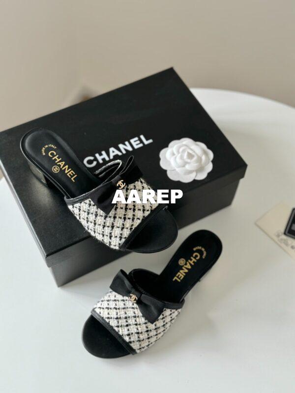 Replica Chanel 2024 SS Lambskin Multicolor Tweed & Grossgrain Mules 40mm G45691 28